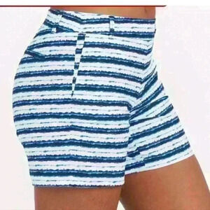 NWT SPANX BLUE-PAINTED STRIPED SUNSHINE SHORTS. SIZE SMALL.